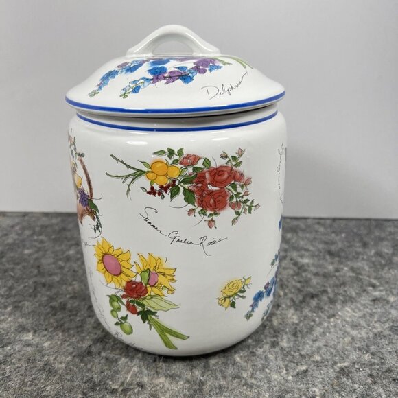 Williams-Sonoma Other - VTG William Sonoma FLORAL Canister Cookie Jar Gasket Seal Botanical Portugal 8"